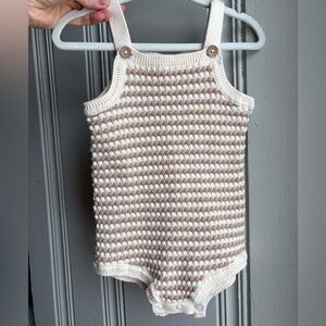 12M Carter's Cream and Tan Textured Knit Baby Bodysuit Tank